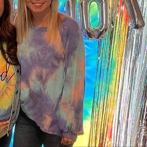 Long sleeve tie-dye fashion top